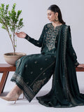 Green-Zeephire Linen Embroidered Stitched 3-Piece Suit-Isha
