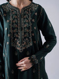 Green-Zeephire Linen Embroidered Stitched 3-Piece Suit-Isha