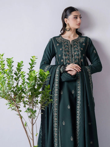Zeephire Linen Embroidered Stitched 3-Piece Suit-Isha  Taminzo