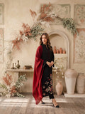 Black-Zeephire Linen Embroidered Stitched 3-Piece Suit-Meerub   