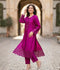 Savarna Silk Embroidered Stitched 2-Piece Suit-Magenta