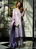 Lilac Savarna Raw Silk Embellished Stitched 3-Piece Suit-Lilac