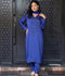 Savarna Silk Embellished Stitched 3-Piece Suit-Blue