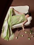 Green Binilyas Mashriq luxury Lawn Embroidered Stitched 3-Piece Suit-D-112-A