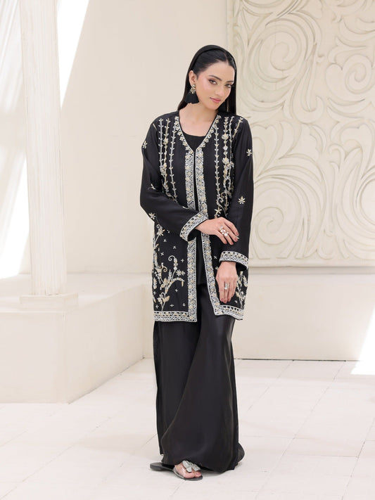 Black-Ruby's Couture Noor-e-Zar Shesha Silk Embellished Stitched 3-Piece Suit-Nagma