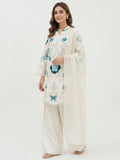 White-Duas Boutique Lawn Embroidered Stitched 3-Piece Suit-Chandni