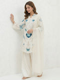 White-Duas Boutique Lawn Embroidered Stitched 3-Piece Suit-Chandni