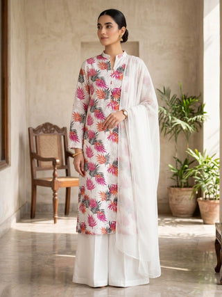 White Duas Boutique Lawn Embroidered Chikankari Unstitched 3 Piece Suit Style 8
