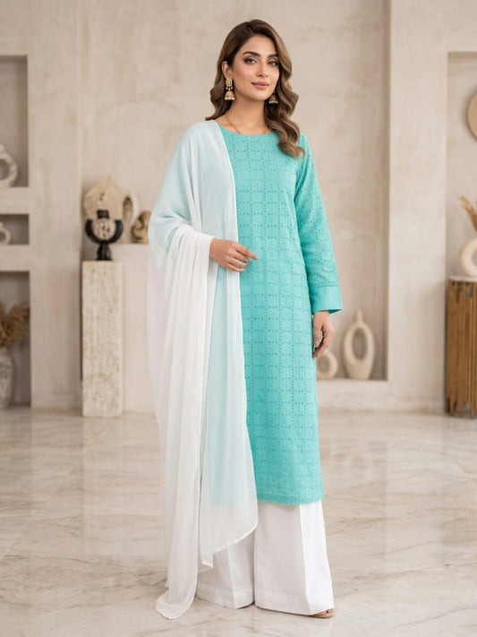 Cyan Duas Boutique Lawn Embroidered Chikankari Unstitched 3-Piece Suit-Style 10