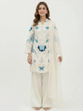 White-Duas Boutique Lawn Embroidered Stitched 3-Piece Suit-Chandni