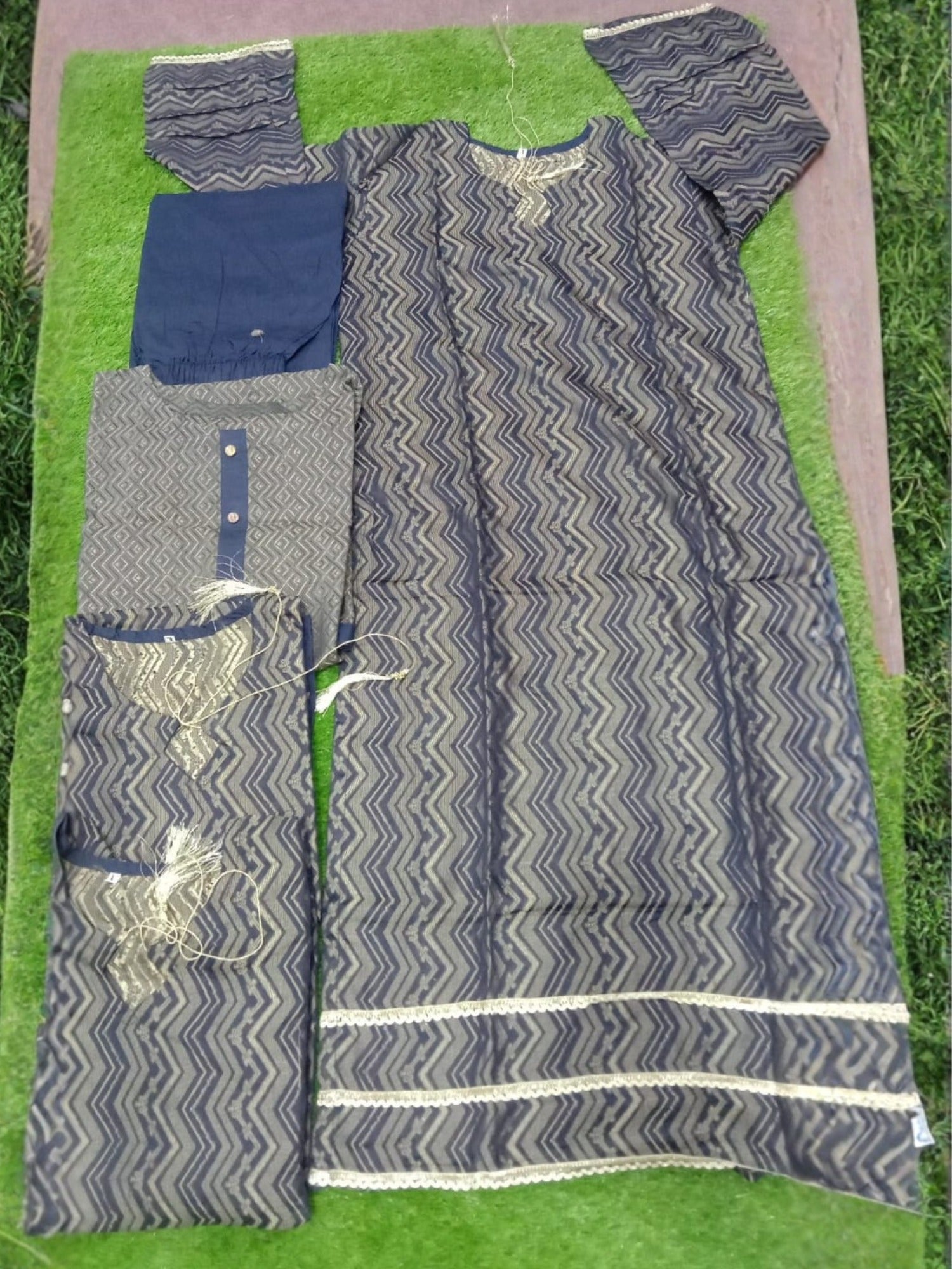 Blue-Bin Shaukat Lawn Brosha Printed Stitched 2-Piece Suit