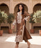 Savarna Silk Embroidered Stitched 2-Piece Suit-Bronze