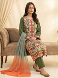 Green-Tawakal Closet linen Embroidered Stitched 3-Piece Suit-Meadow Grace