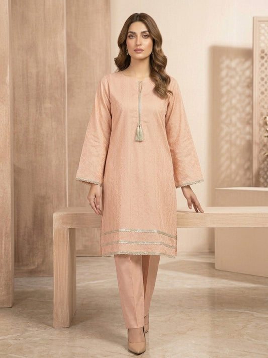 Peach-Bin Shaukat Lawn Brosha Printed Stitched 2-Piece Suit
