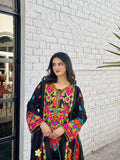 Black-Zeephire Linen Embroidered Stitched 3-Piece Suit-Unaizy B  