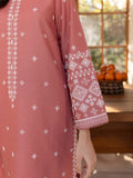 Pink-Ayat Closet Linen Embroidered Stitched 2-Piece Suit-Desert Rose