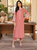 Pink-Ayat Closet Linen Embroidered Stitched 2-Piece Suit-Desert Rose