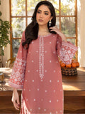 Pink-Ayat Closet Linen Embroidered Stitched 2-Piece Suit-Desert Rose
