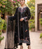 Savarna Silk Embroidered Stitched 3-Piece Suit-Black