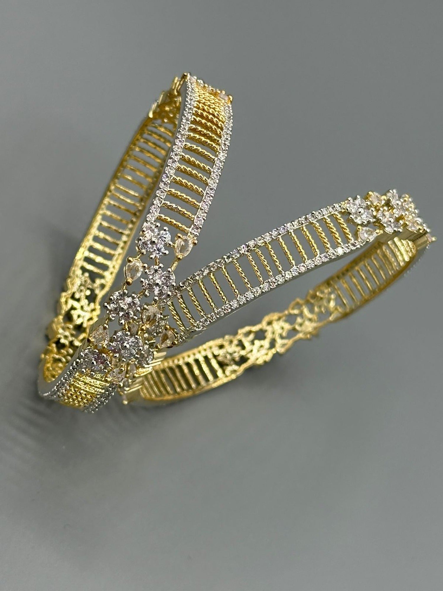 Silver and Gold-H&A Jewellery One Carat Silver Rhodium-Plated Bangles with Semi-Precious Stones
