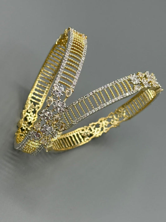Silver and Gold-H&A Jewellery One Carat Silver Rhodium-Plated Bangles with Semi-Precious Stones
