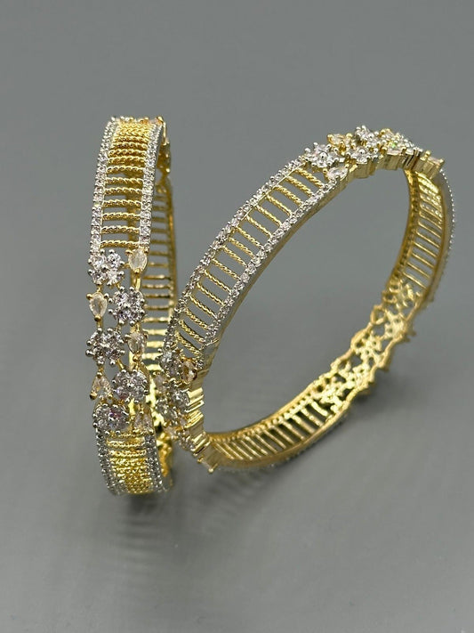 Silver and Gold-H&A Jewellery One Carat Silver Rhodium-Plated Bangles with Semi-Precious Stones