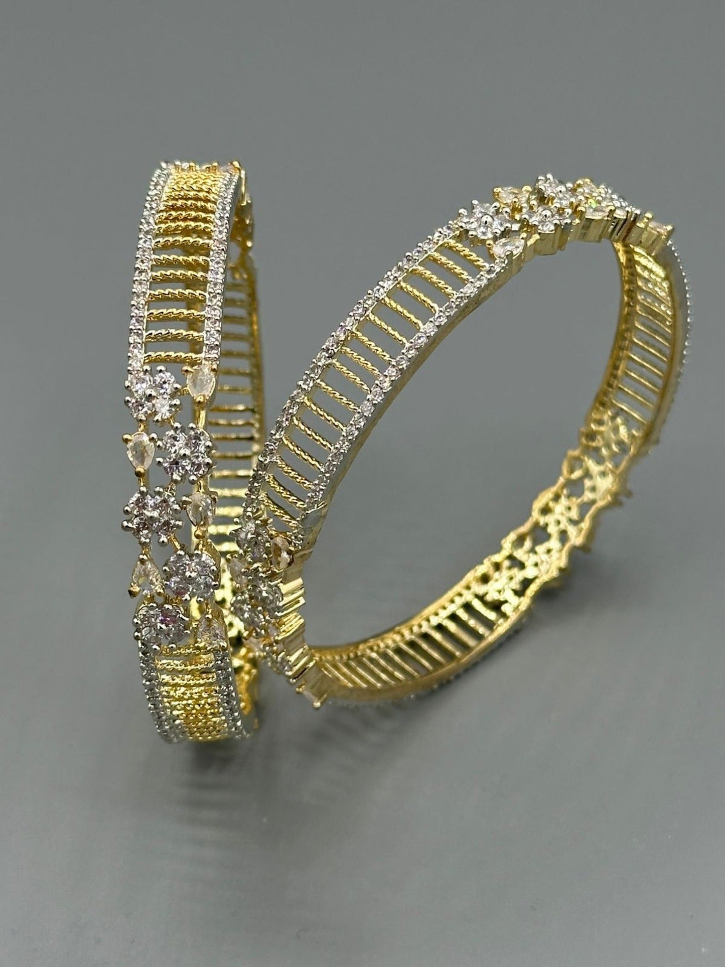 Silver and Gold-H&A Jewellery One Carat Silver Rhodium-Plated Bangles with Semi-Precious Stones
