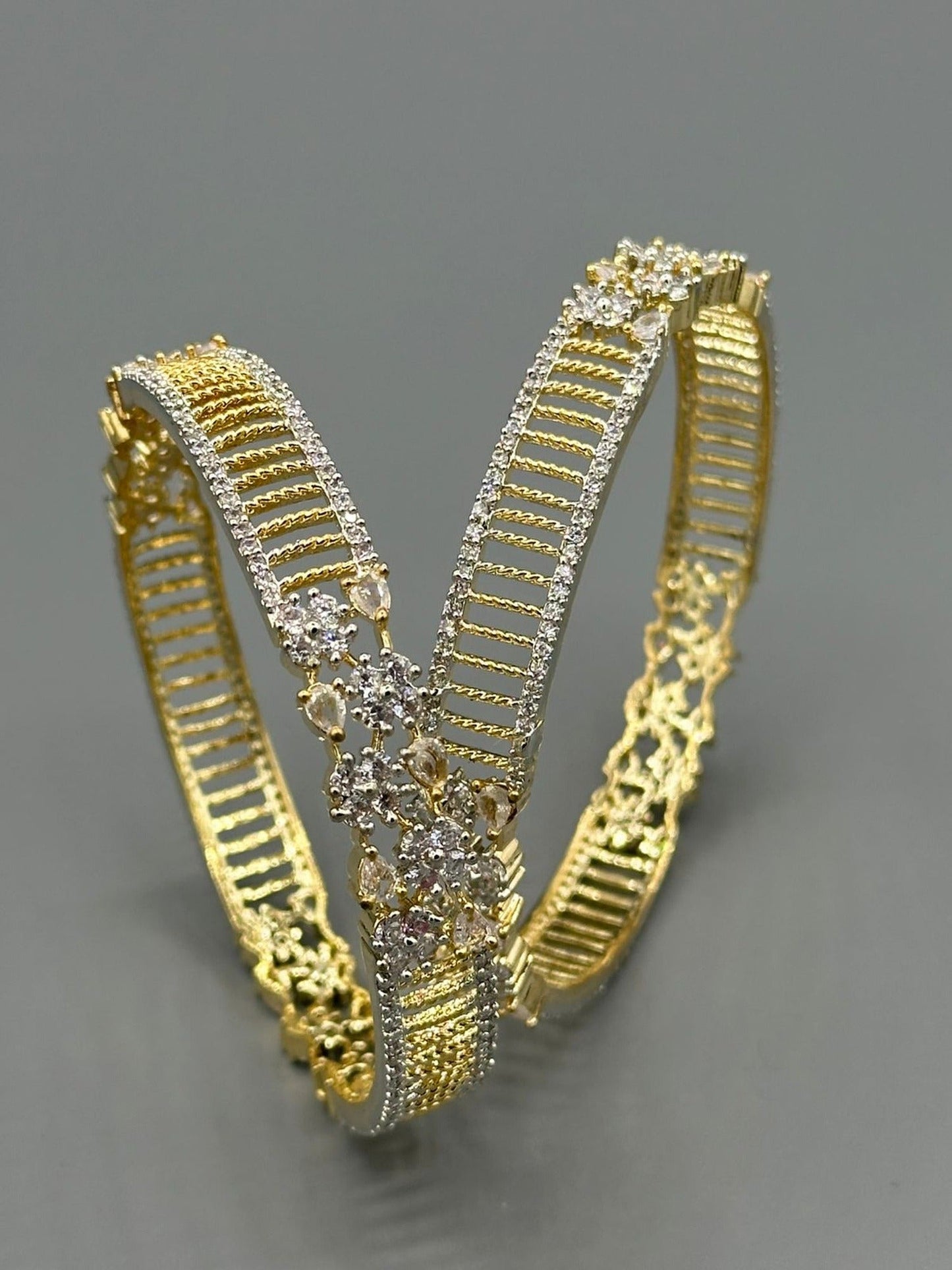 Silver and Gold-H&A Jewellery One Carat Silver Rhodium-Plated Bangles with Semi-Precious Stones