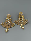 Golden-H&A Jewellery Indian Gold Plated Polki Earrings with Semi-Precious Zircon   