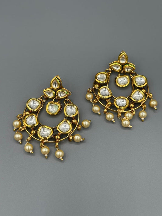 Golden-H&A Jewellery Indian Kundan Earrings with Semi-Precious Stones