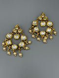 Golden-H&A Jewellery Indian Kundan Earrings with Semi-Precious Stones