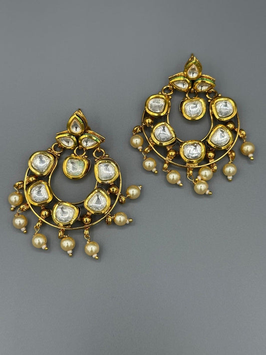 Golden-H&A Jewellery Indian Kundan Earrings with Semi-Precious Stones