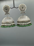 Green and Silver-H&A Jewellery Oxidized Earrings