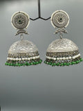 Green and Silver-H&A Jewellery Oxidized Earrings