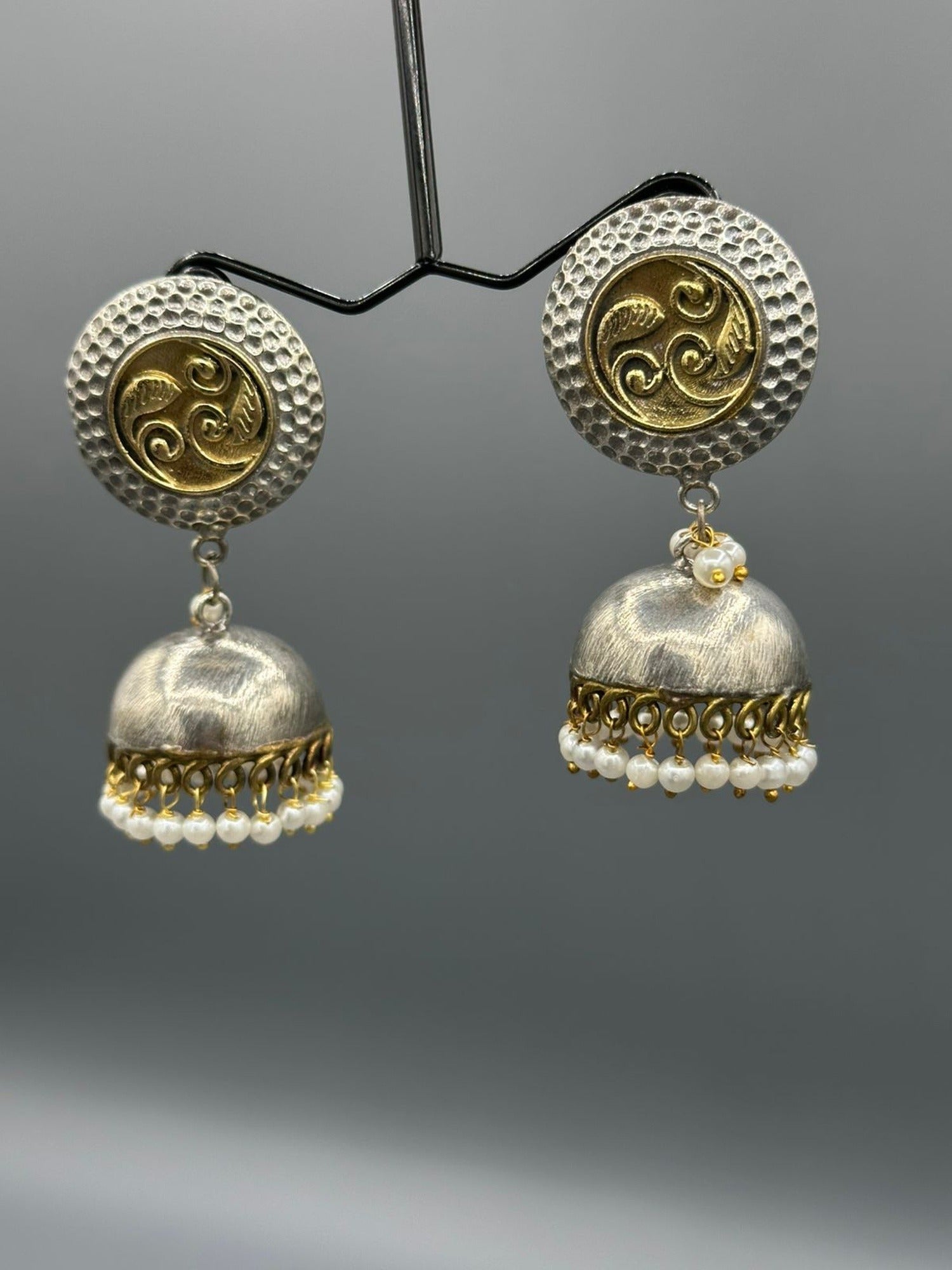 Silver and Golden-H&A Jewellery Oxidized Earrings