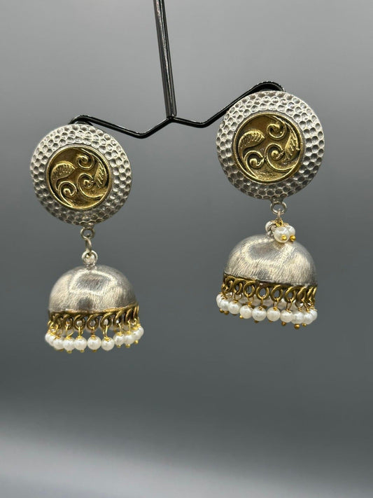 Silver and Golden-H&A Jewellery Oxidized Earrings