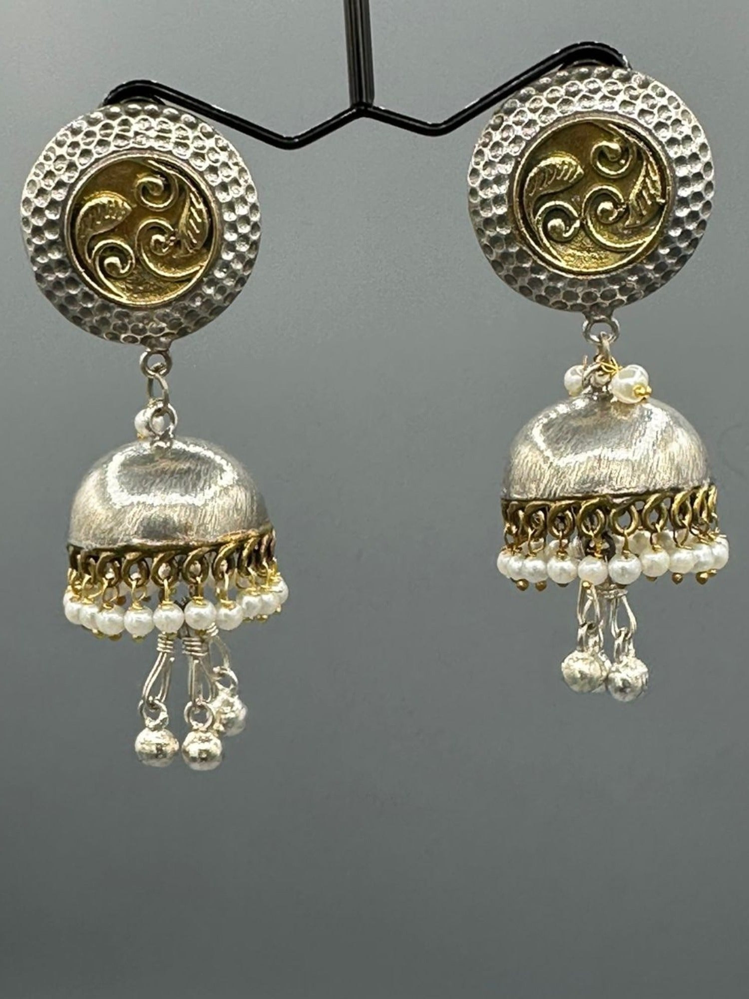 Silver and Golden-H&A Jewellery Oxidized Earrings