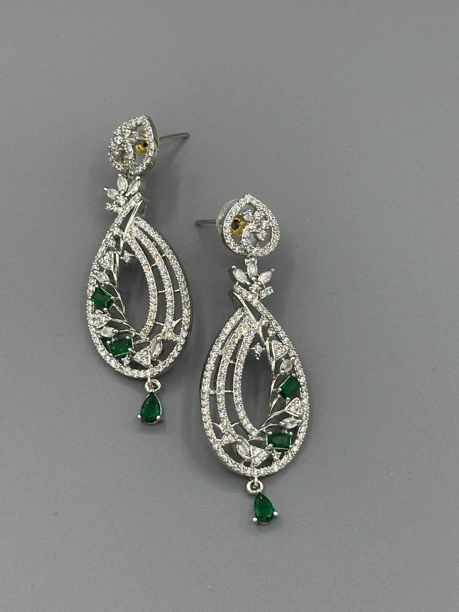 Silver and green-H&A Jewellery Earrings
