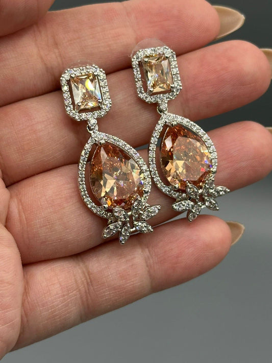 Silver and orange-H&A Jewellery Drop Earrings