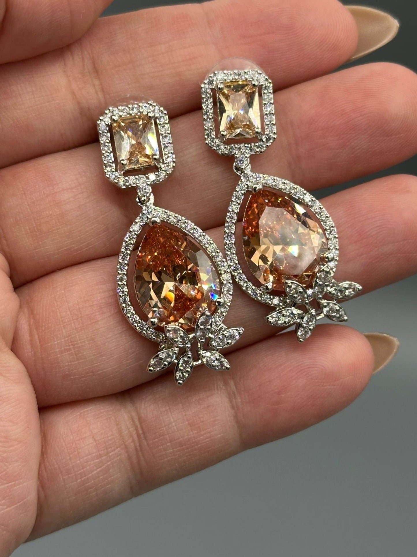 Silver and orange-H&A Jewellery Drop Earrings