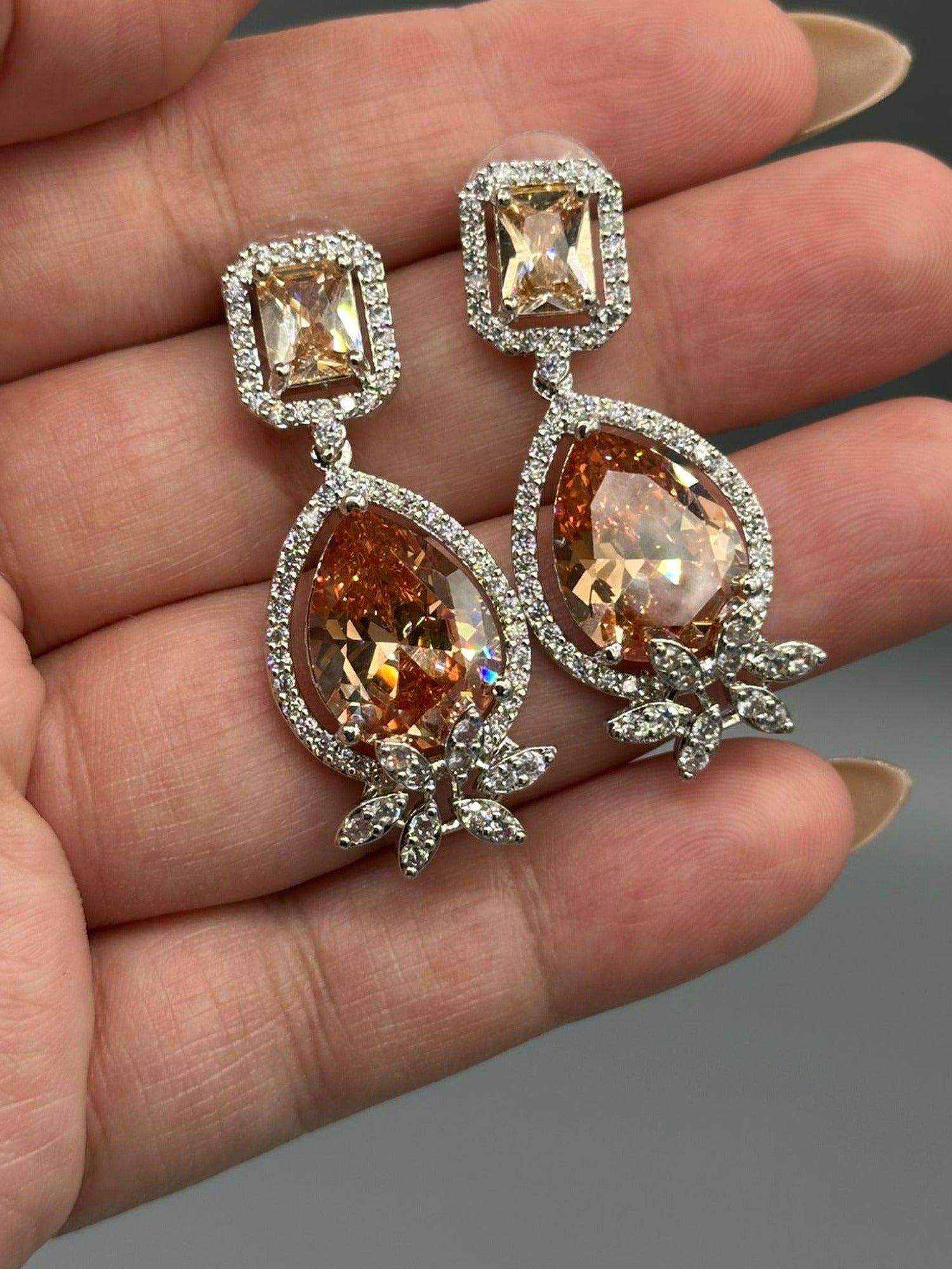 Silver and orange-H&A Jewellery Drop Earrings