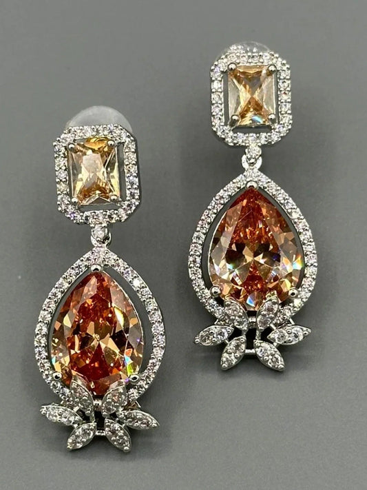 Silver and orange-H&A Jewellery Drop Earrings