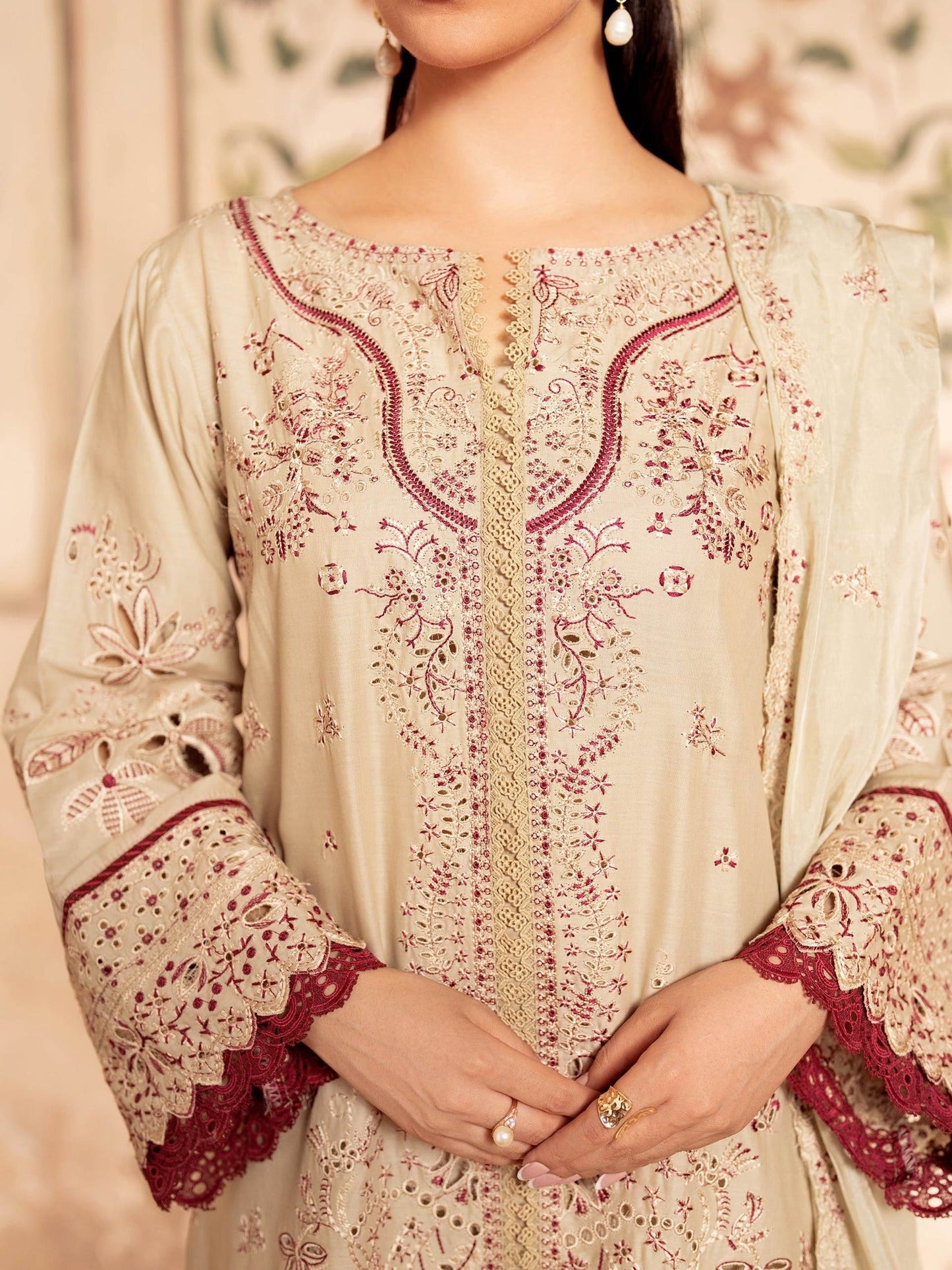 Panache Apparel Rang-e-Bahar Lawn Embroidered Stitched Suit-Ufaq