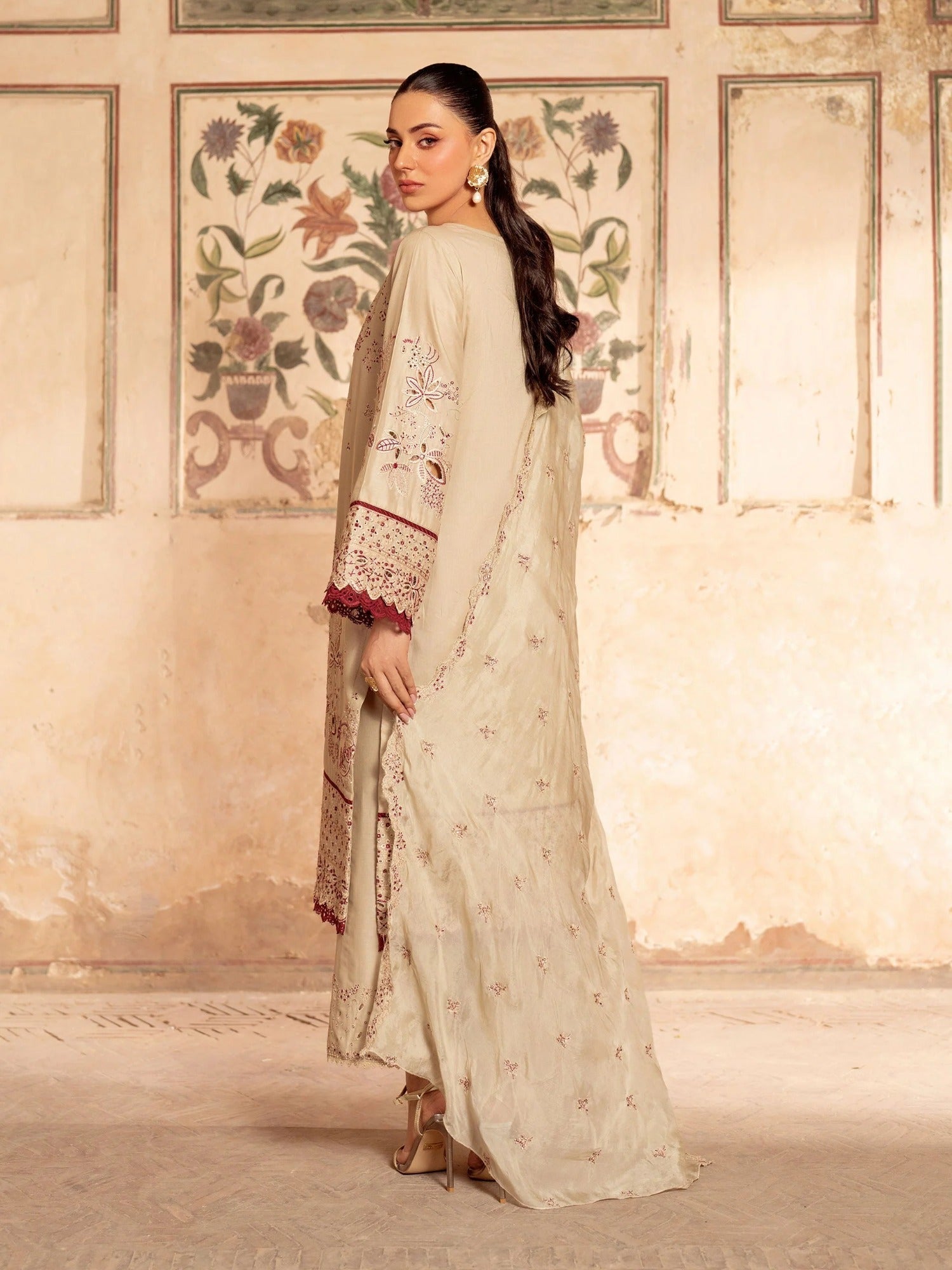Panache Apparel Rang-e-Bahar Lawn Embroidered Stitched Suit-Ufaq
