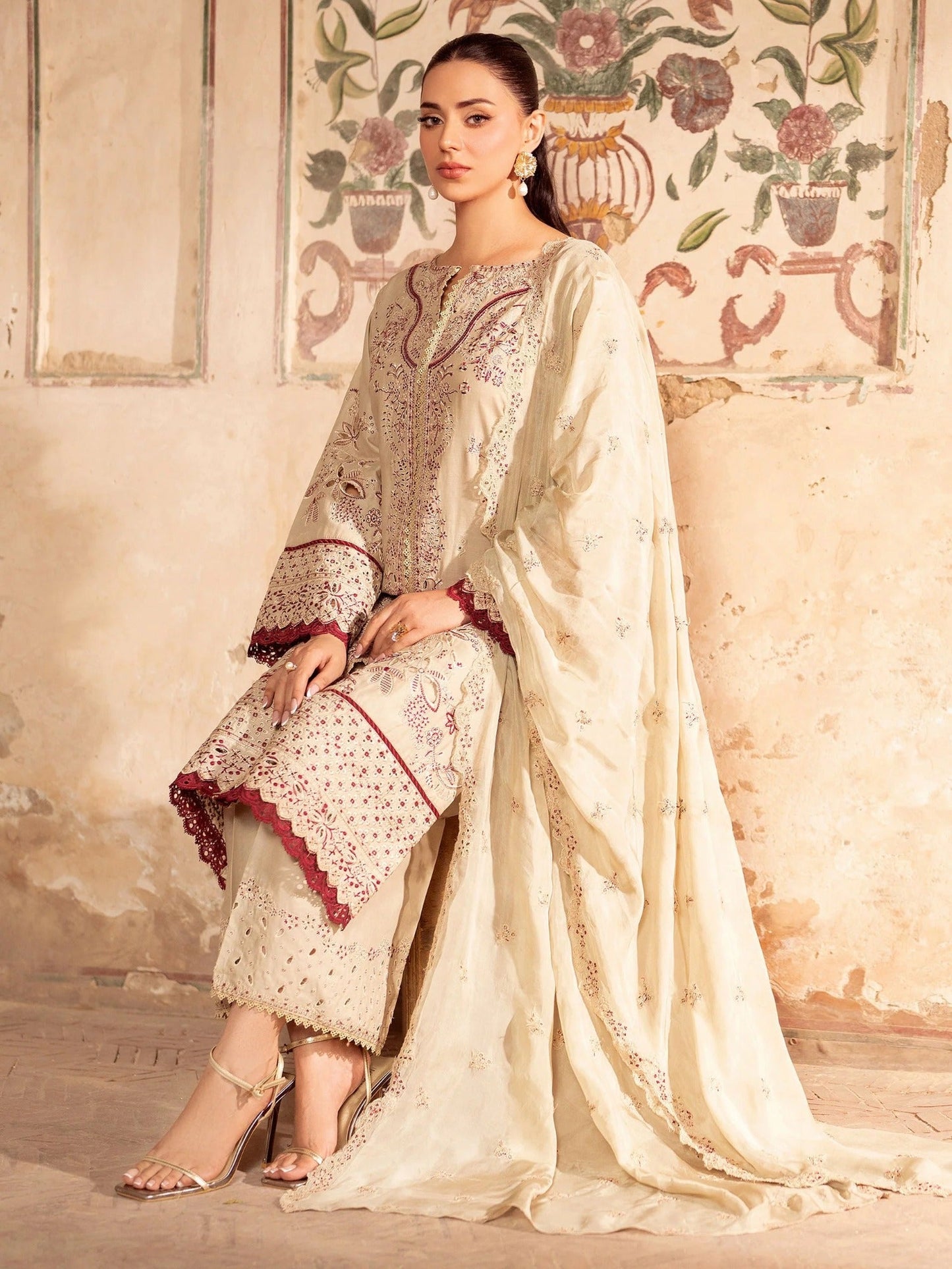 Panache Apparel Rang-e-Bahar Lawn Embroidered Stitched Suit-Ufaq