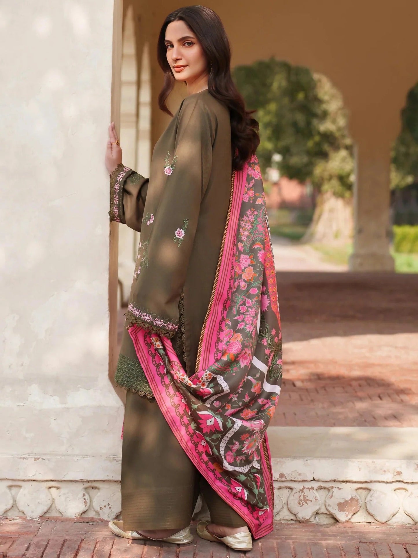 Panache Apparel Linen Embroidered Stitched Suit-Janna