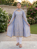 Savarna Khadi Lawn Embroidered Stitched 3-Piece Suit-Lilac