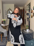 Tawakal Closet Linen Embroidered Stitched 3-Piece Suit-Alize Black