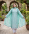 Savarna Khaadi Lawn Embroidered Stitched 3-Piece Suit-Sea Green