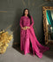 Savarna Cotton Net Embroidered Sharara-Pink